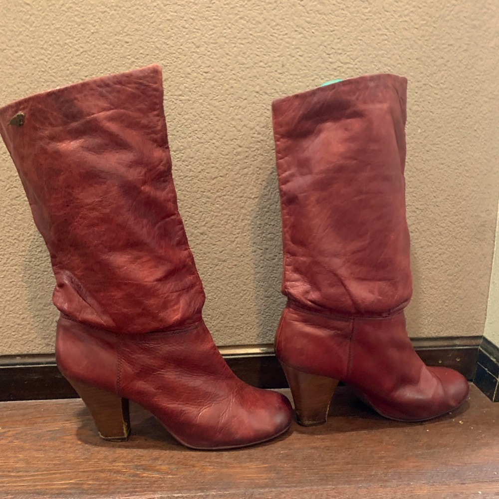 Rocket Dog - Burgundy slouch mid-calf leather boots
